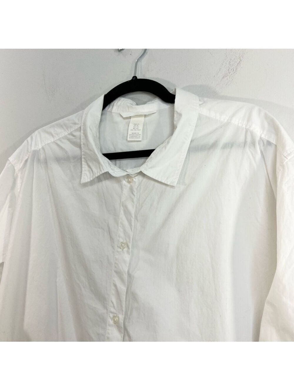 Minimalist white cotton poplin oversized long sleeve button down top blouse XL - Picture 7 of 10